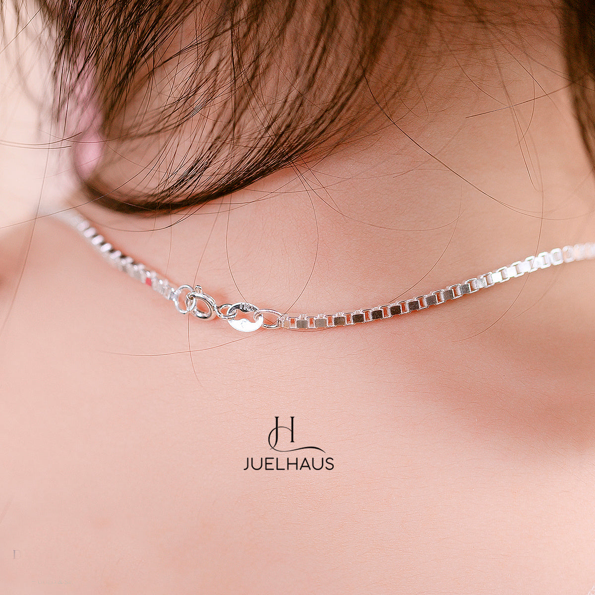 JUELHAUS Silver Necklace for Children S925 Super Soft Square Noodles, Easy to Combine with Face Wear