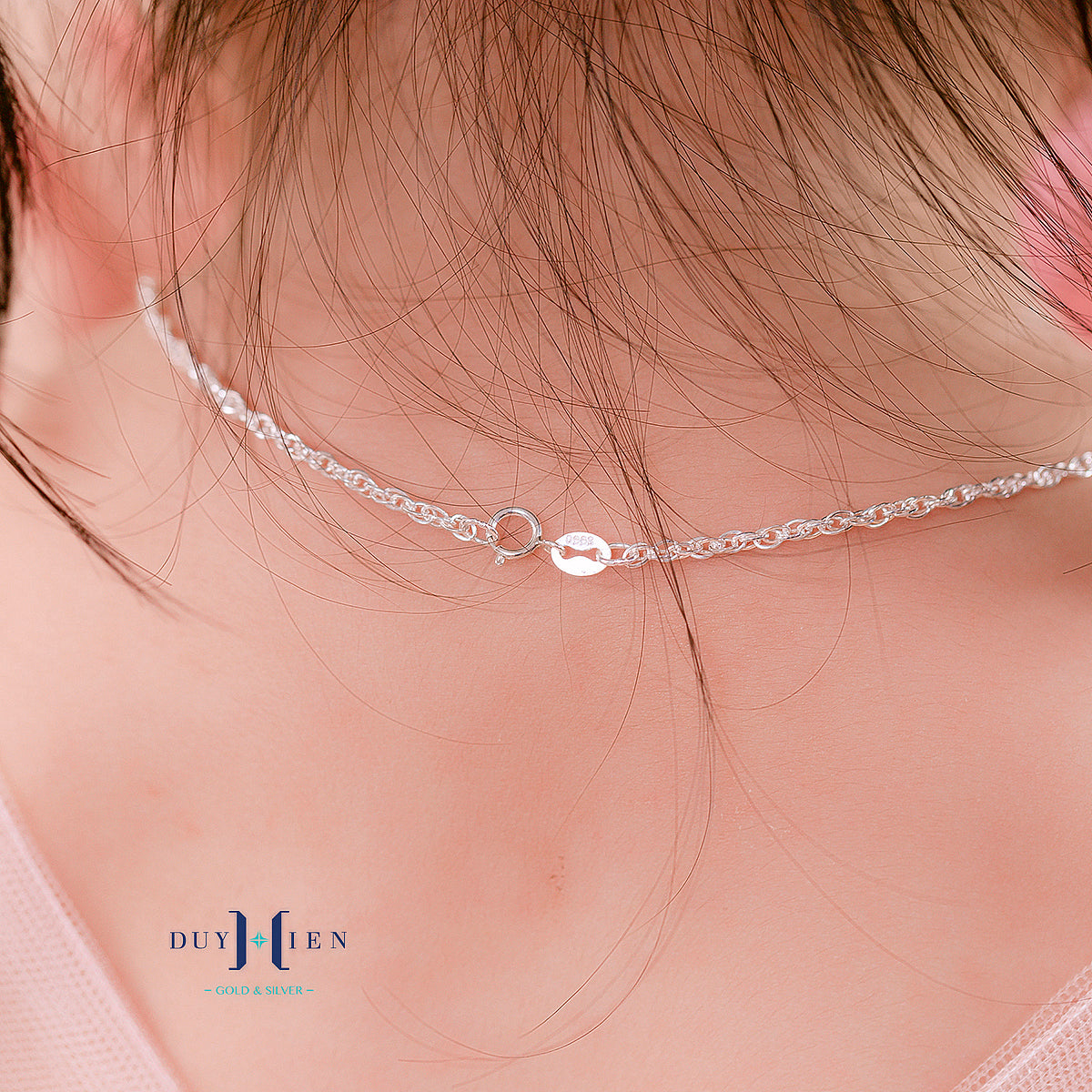 JUELHAUS Pure S990 Silver Necklace For Girls With Beautiful Pink Stone Heart Pendant