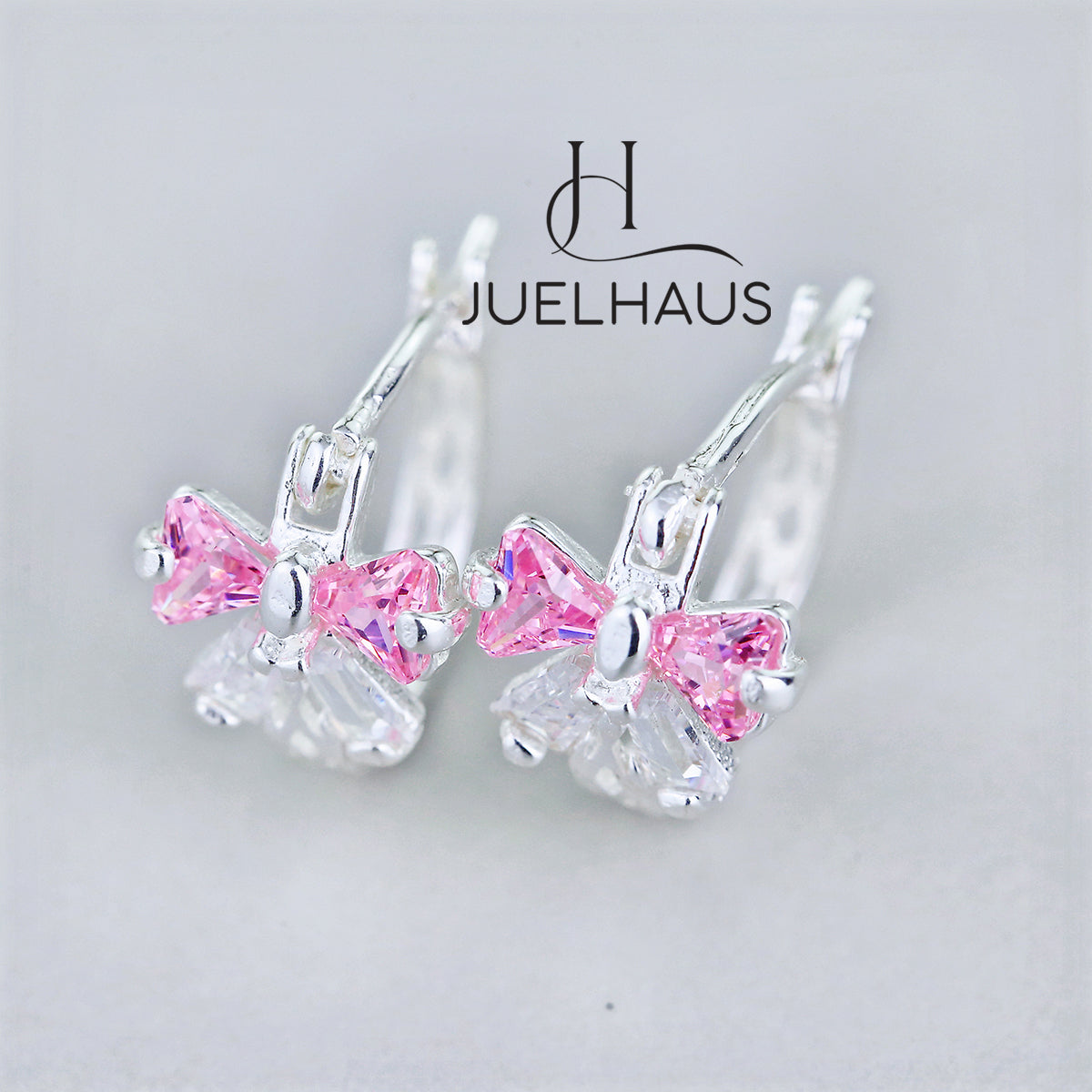 JUELHAUS Lovely and Outstanding Round Bow Shaped Silver Earrings for Children