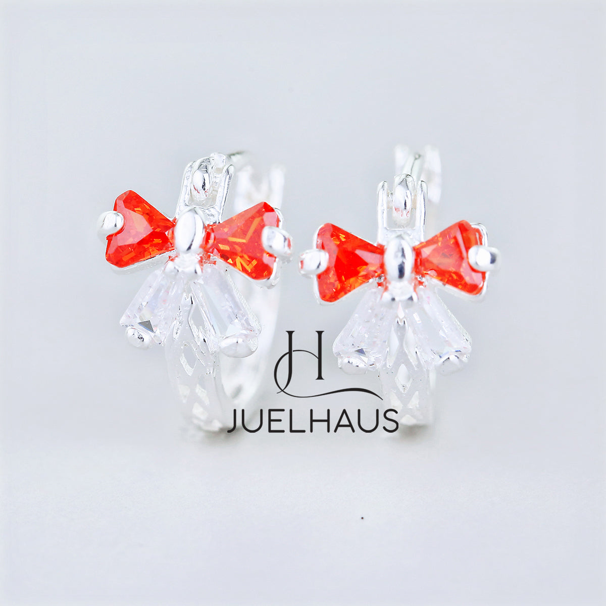 JUELHAUS Lovely and Outstanding Round Bow Shaped Silver Earrings for Children