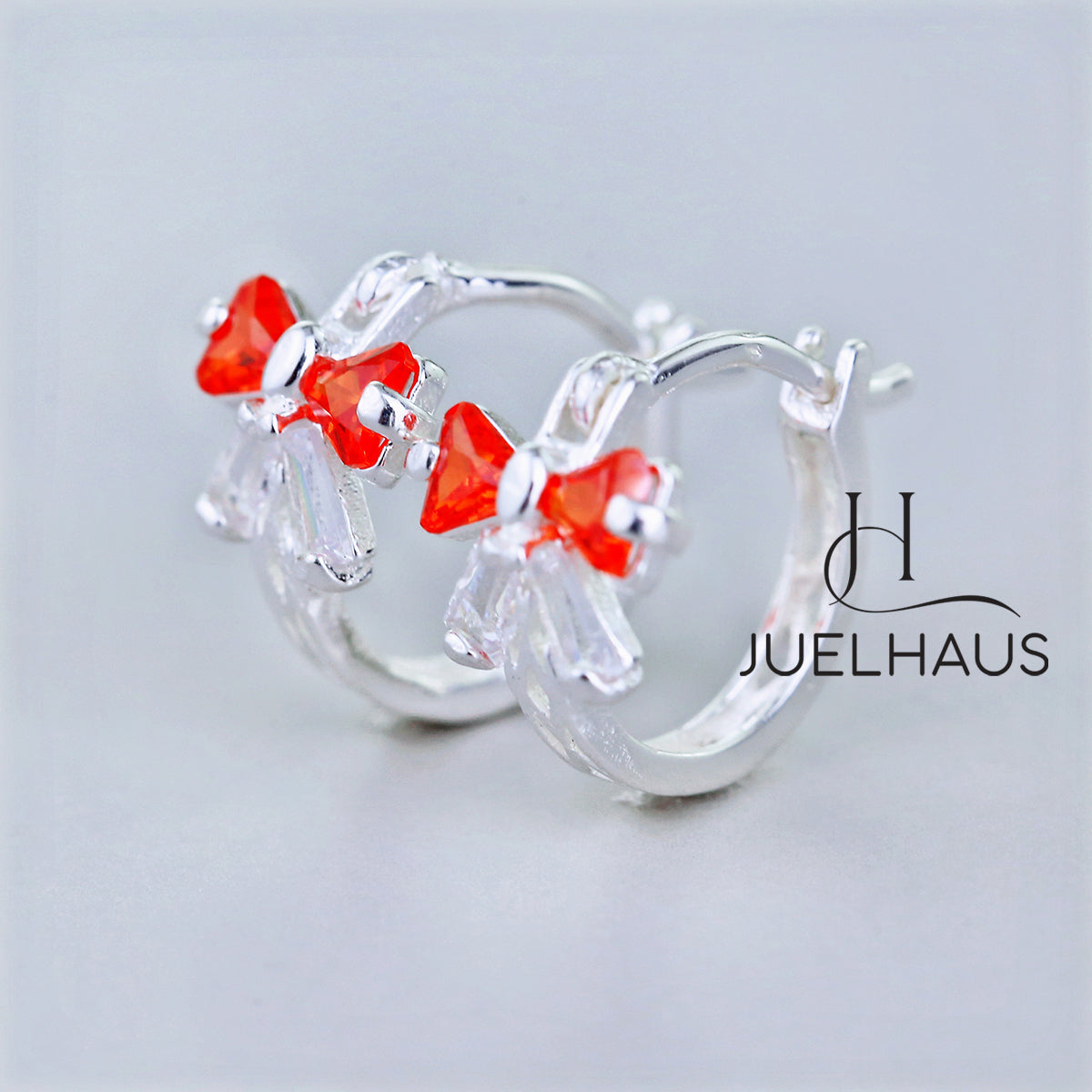 JUELHAUS Lovely and Outstanding Round Bow Shaped Silver Earrings for Children