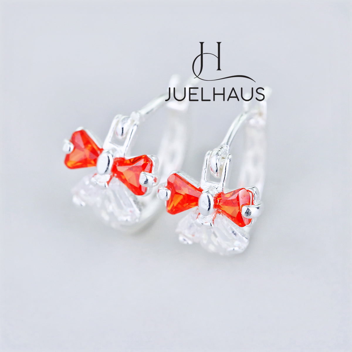 JUELHAUS Lovely and Outstanding Round Bow Shaped Silver Earrings for Children