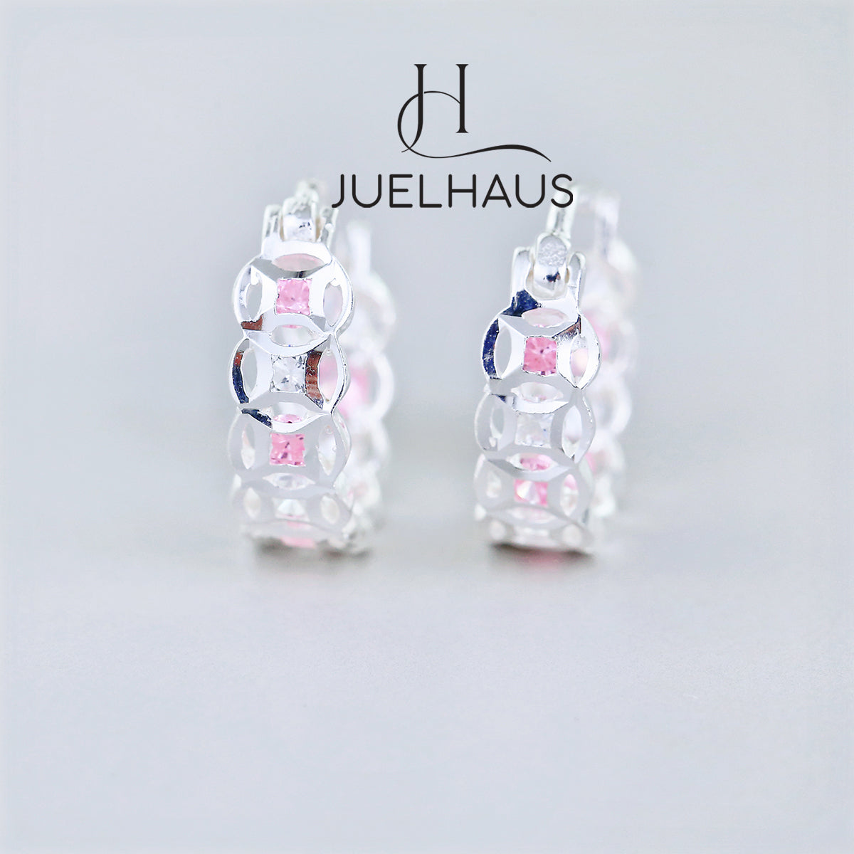 JUELHAUS Silver Earrings for Children, Non-Round Shaped with Sparkling Milled Money