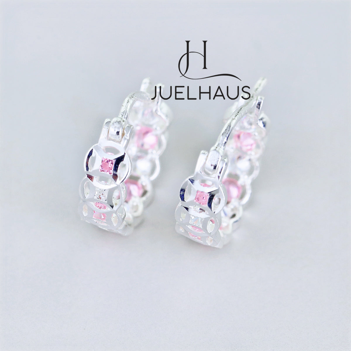JUELHAUS Silver Earrings for Children, Non-Round Shaped with Sparkling Milled Money
