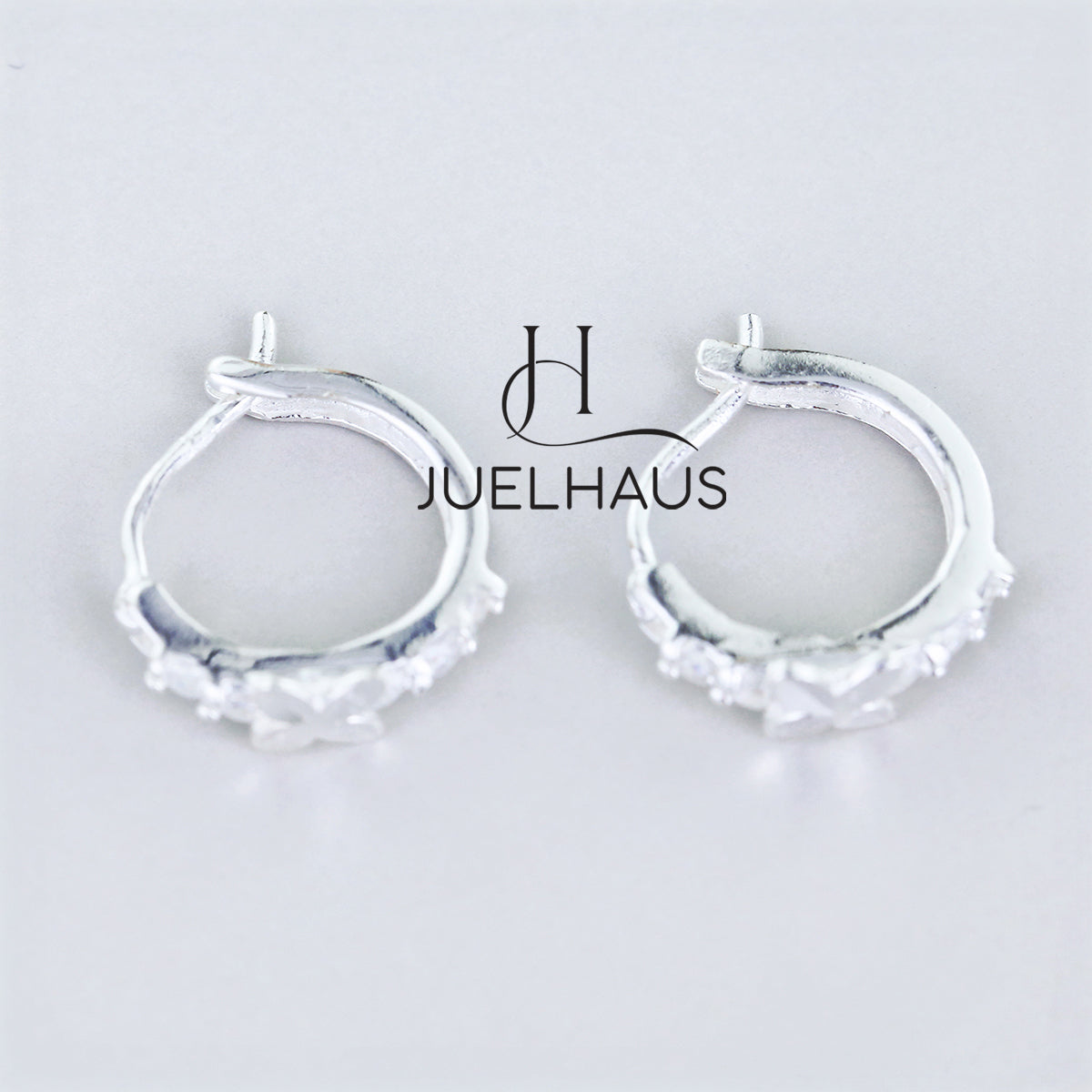 JUELHAUS Silver Earrings for Children, Non-Round Style, 1 Row of Cute Small Stones with 4 Bright Milled Flowers