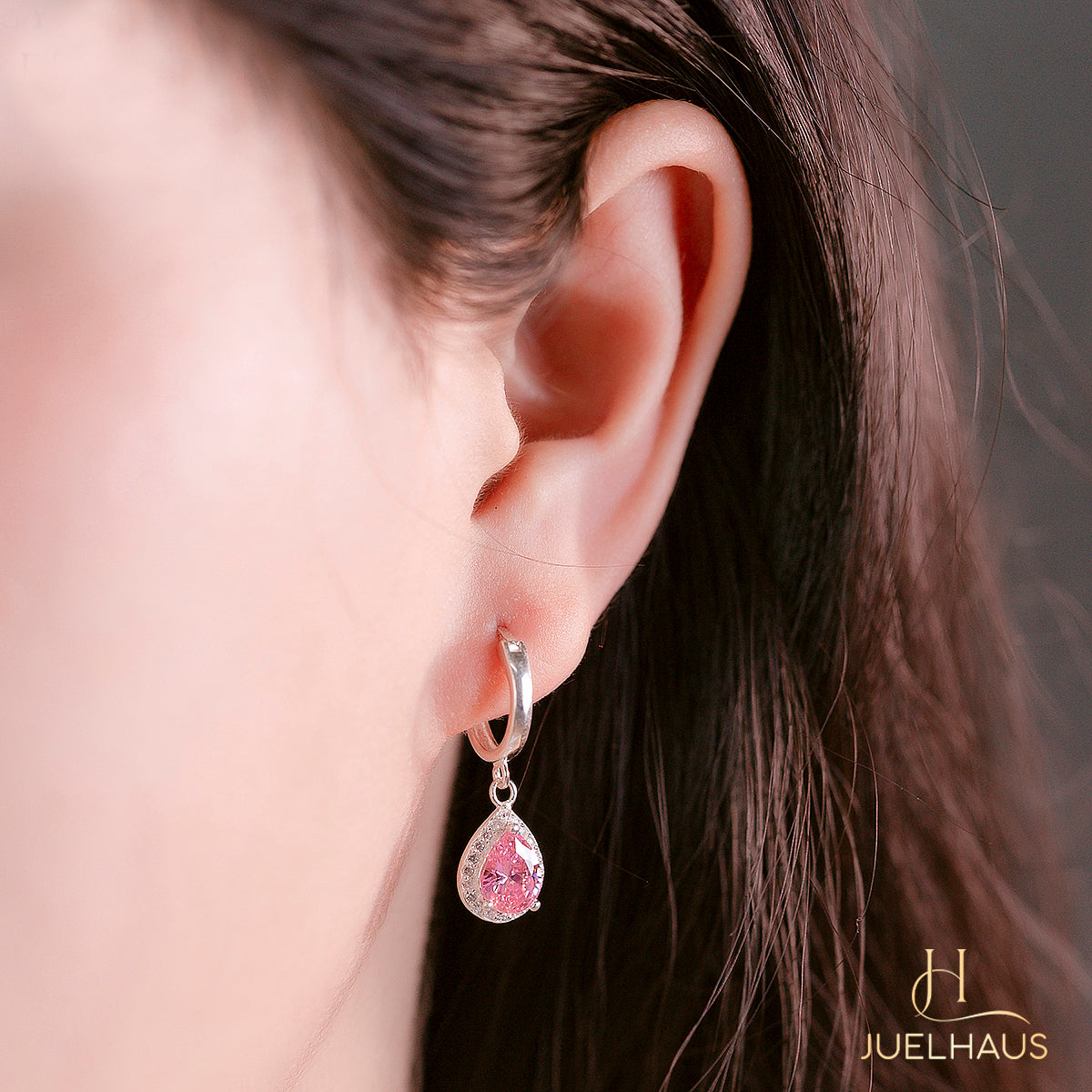 JUELHAUS S925 Silver Earrings for Women, Elegant and Luxurious Teardrop Shape Tung Teng Style