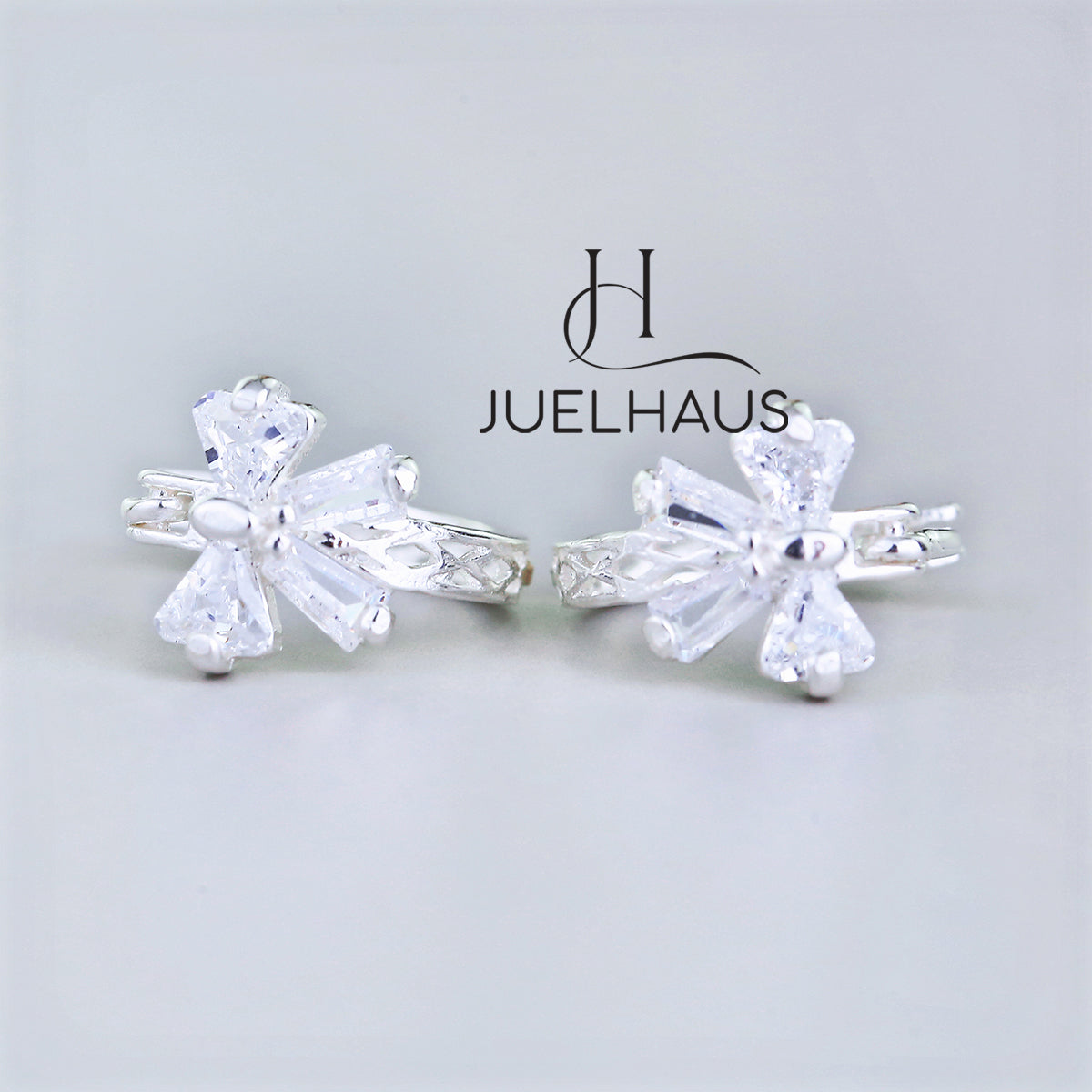 JUELHAUS Lovely and Outstanding Round Bow Shaped Silver Earrings for Children