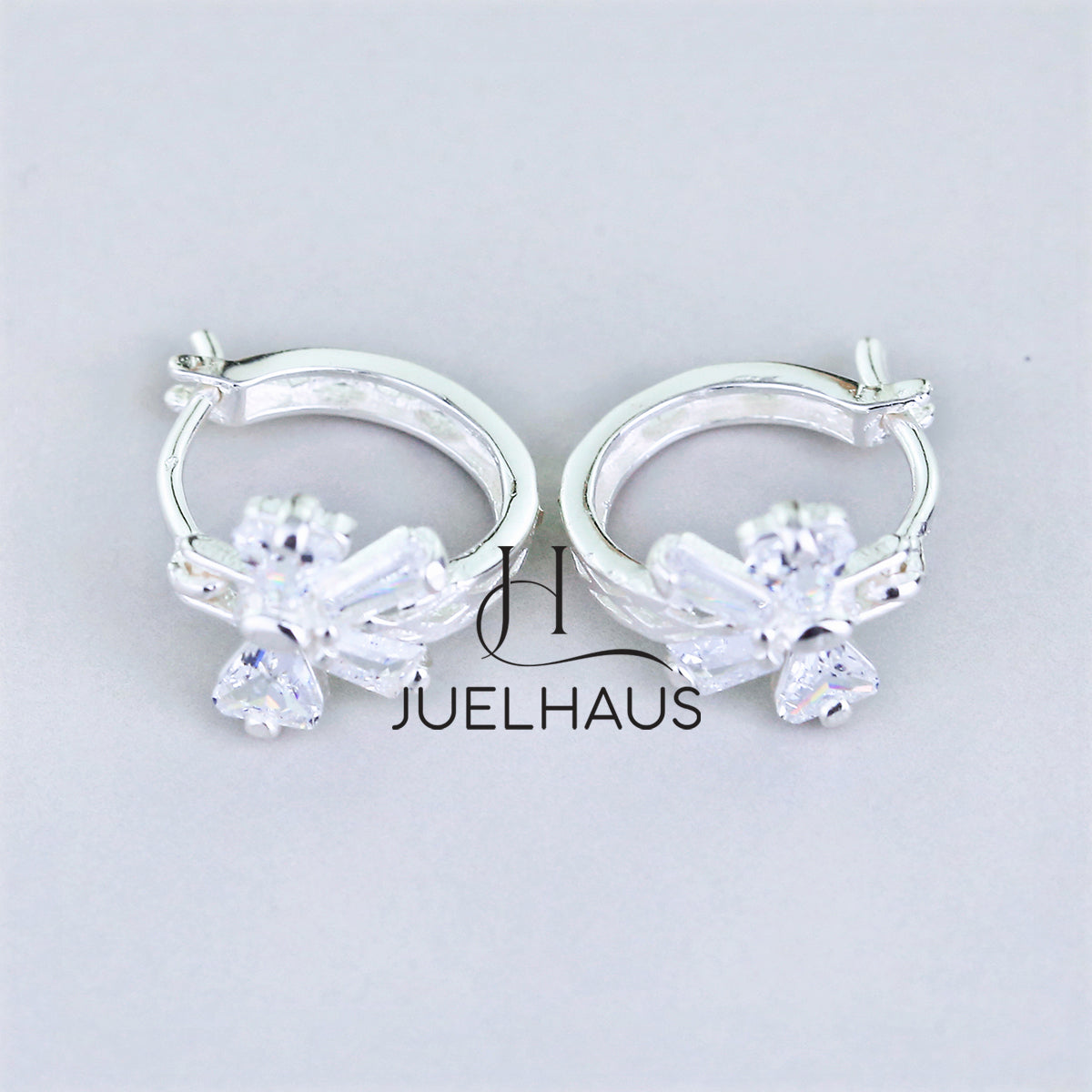 JUELHAUS Lovely and Outstanding Round Bow Shaped Silver Earrings for Children