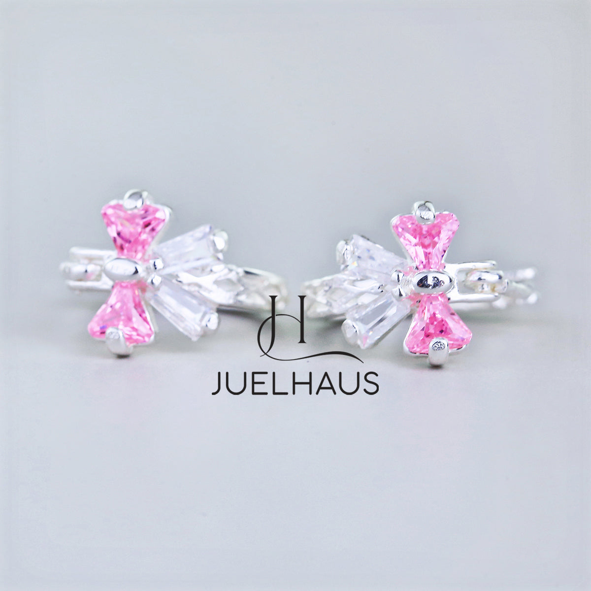 JUELHAUS Lovely and Outstanding Round Bow Shaped Silver Earrings for Children