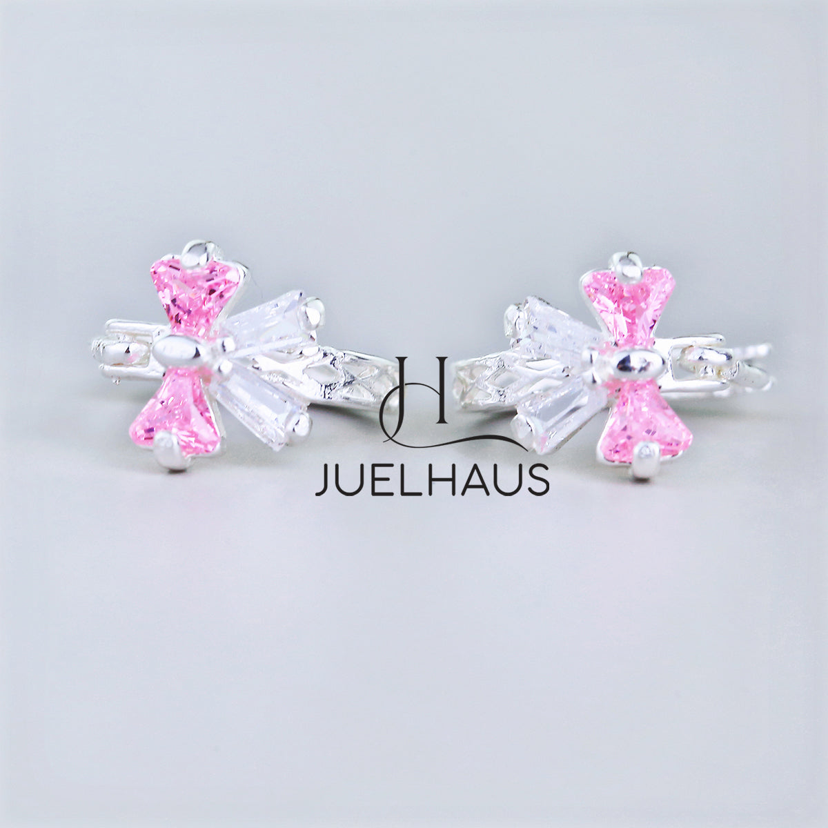 JUELHAUS Lovely and Outstanding Round Bow Shaped Silver Earrings for Children