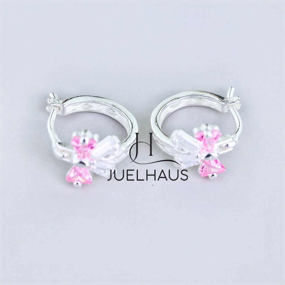 JUELHAUS Lovely and Outstanding Round Bow Shaped Silver Earrings for Children
