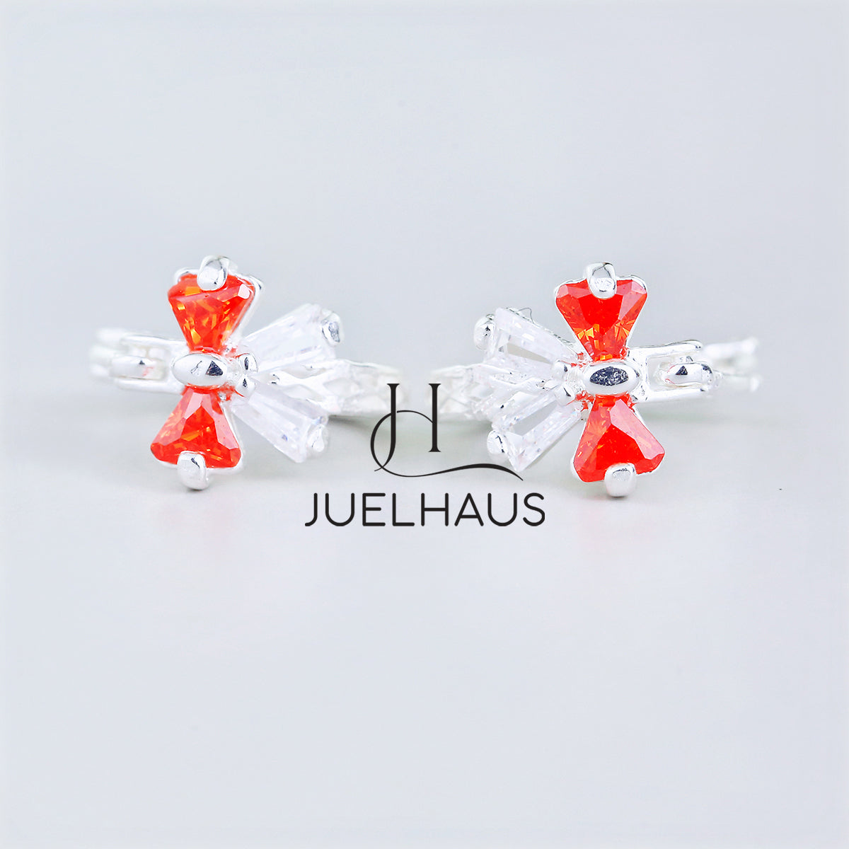 JUELHAUS Lovely and Outstanding Round Bow Shaped Silver Earrings for Children