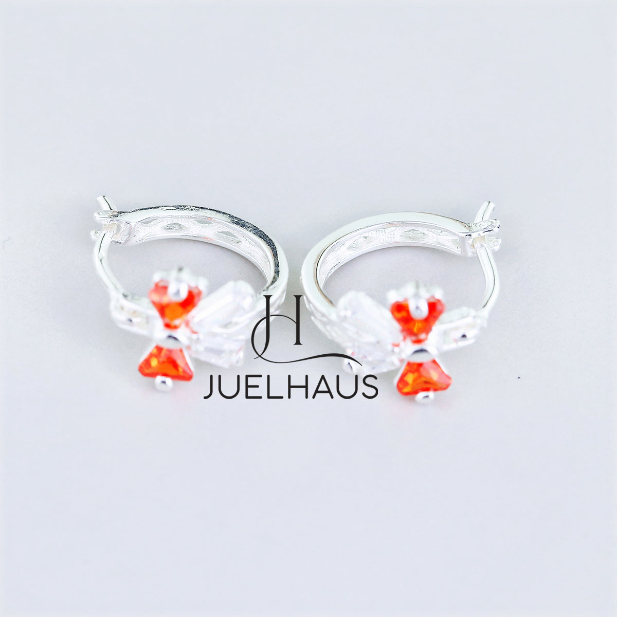 JUELHAUS Lovely and Outstanding Round Bow Shaped Silver Earrings for Children