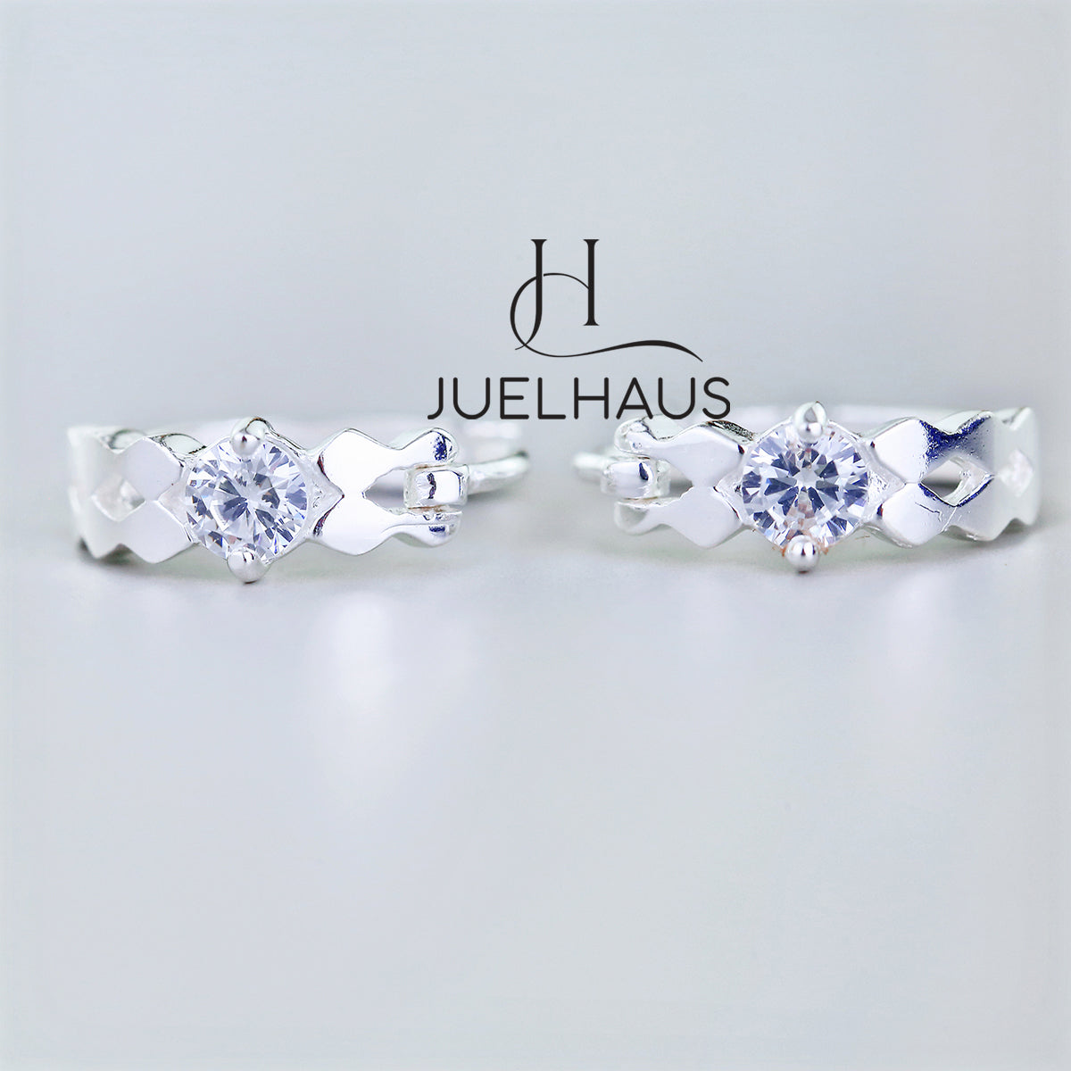 JUELHAUS Silver Earrings for Girls, Round Shape, Solid, Like Pretty Small Stone Rings
