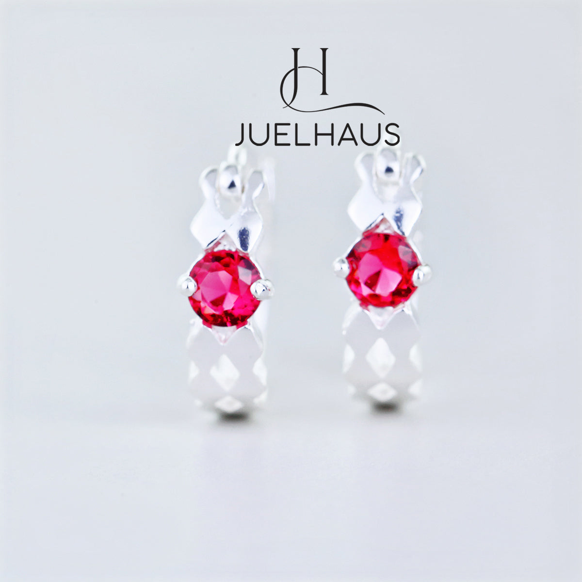 JUELHAUS Silver Earrings for Girls, Round Shape, Solid, Like Pretty Small Stone Rings