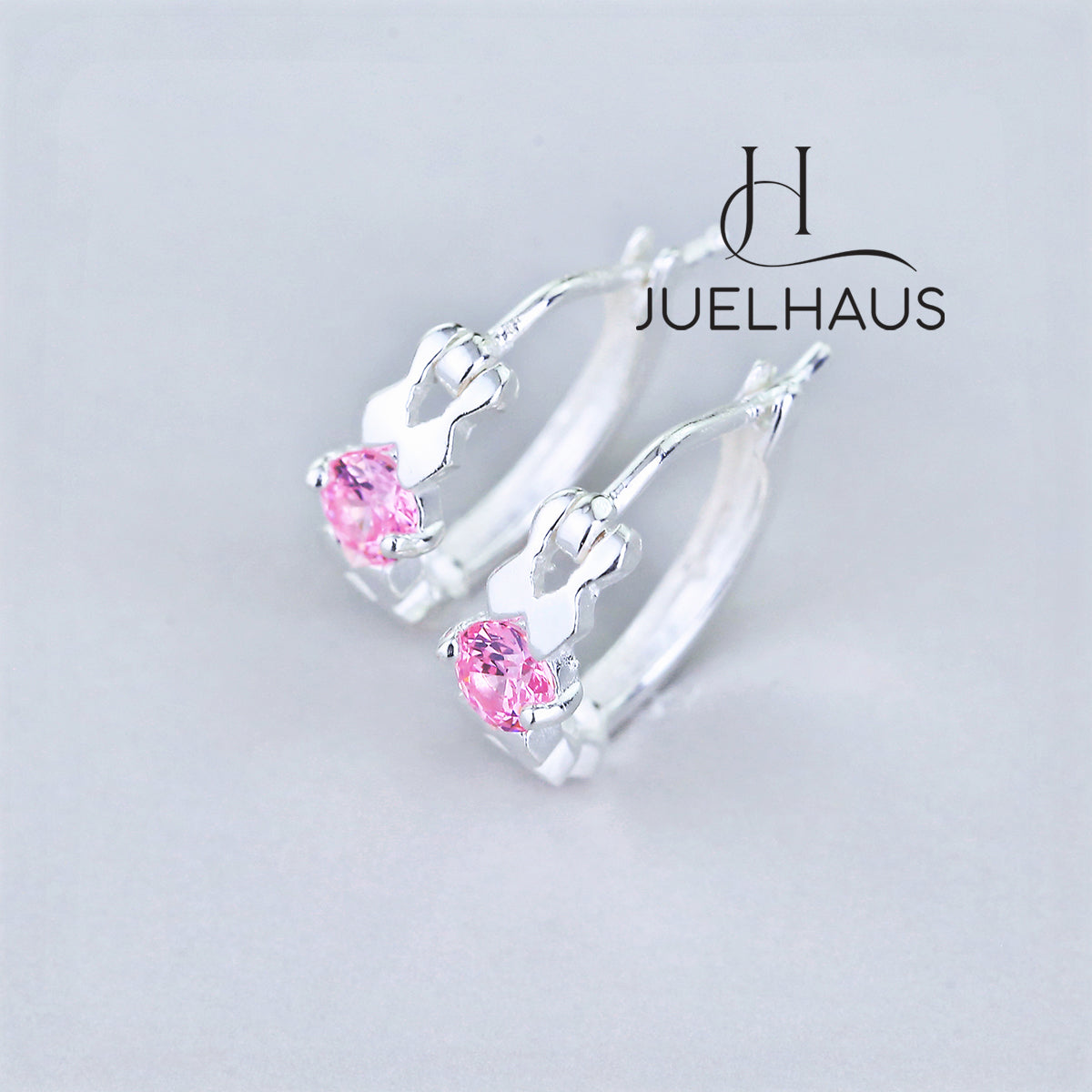 JUELHAUS Silver Earrings for Girls, Round Shape, Solid, Like Pretty Small Stone Rings