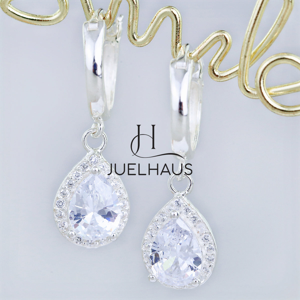 JUELHAUS S925 Silver Earrings for Women, Elegant and Luxurious Teardrop Shape Tung Teng Style