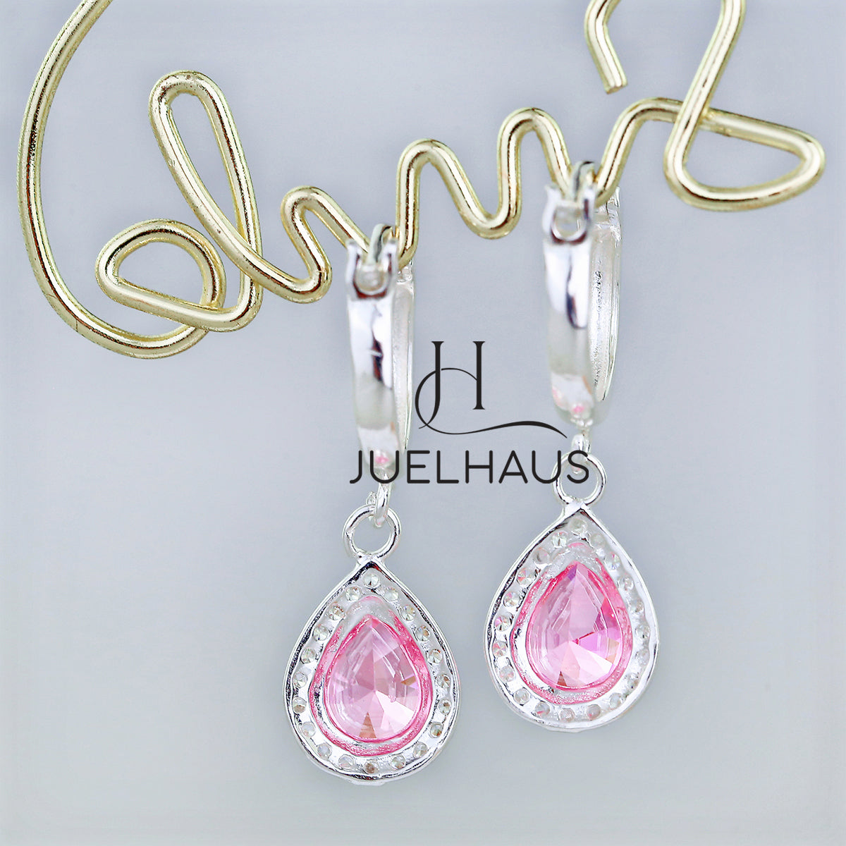 JUELHAUS S925 Silver Earrings for Women, Elegant and Luxurious Teardrop Shape Tung Teng Style