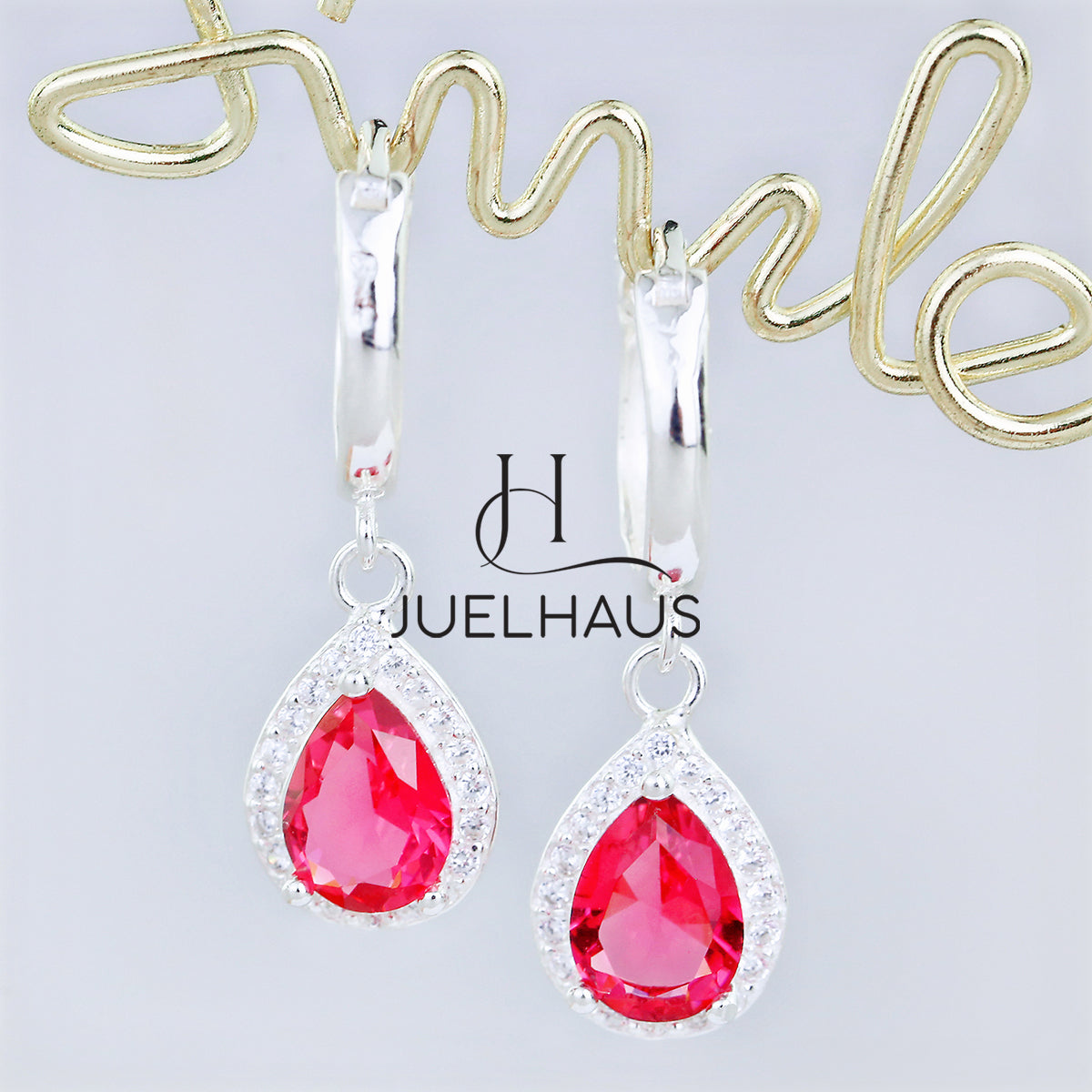 JUELHAUS S925 Silver Earrings for Women, Elegant and Luxurious Teardrop Shape Tung Teng Style