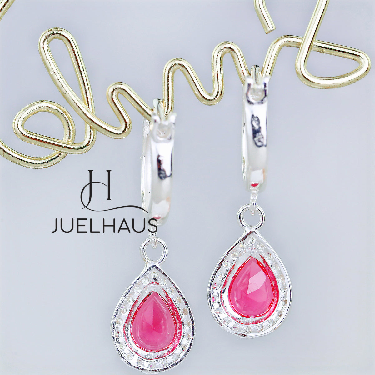 JUELHAUS S925 Silver Earrings for Women, Elegant and Luxurious Teardrop Shape Tung Teng Style