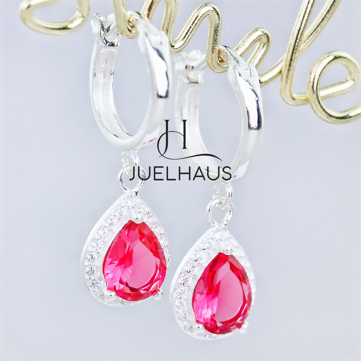 JUELHAUS S925 Silver Earrings for Women, Elegant and Luxurious Teardrop Shape Tung Teng Style