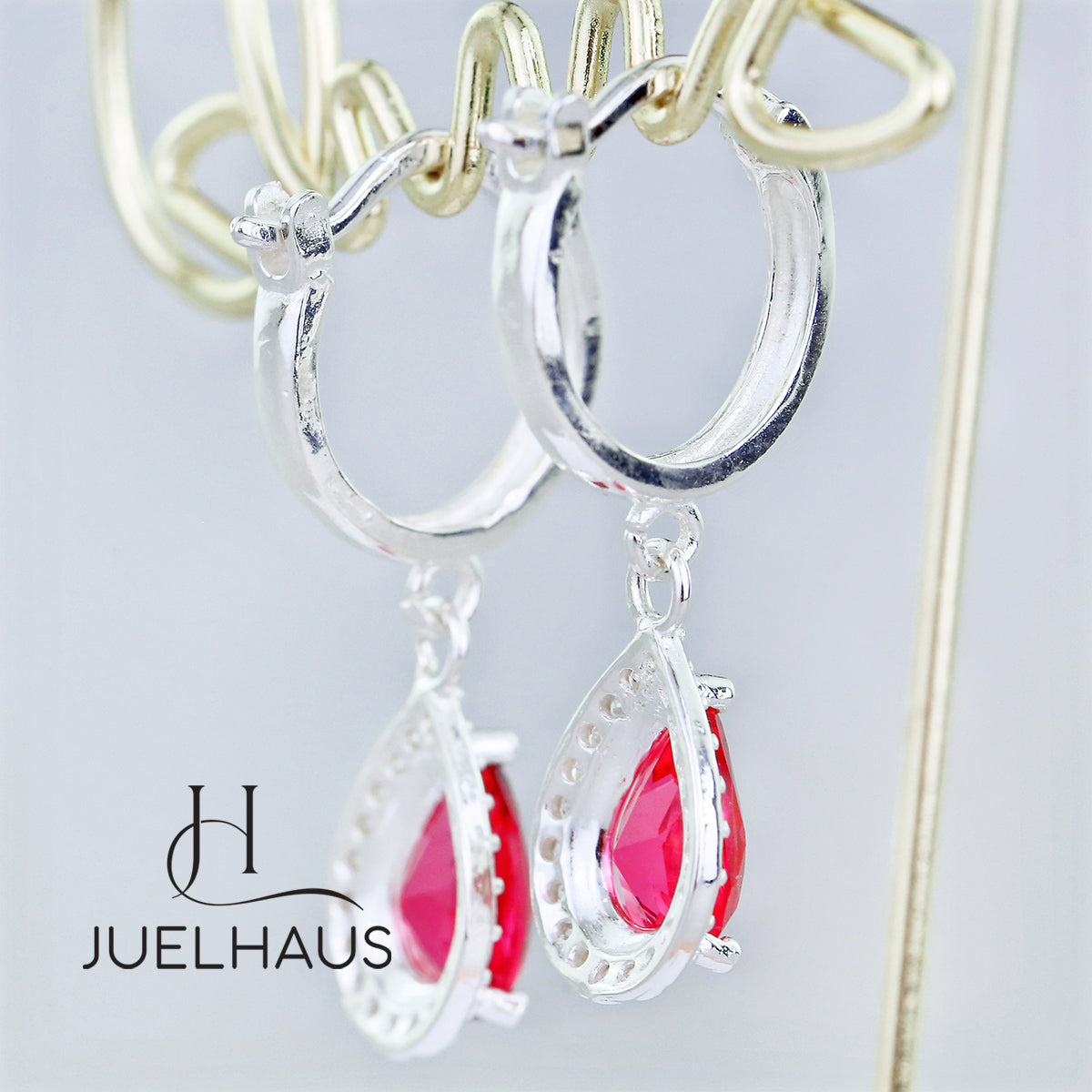 JUELHAUS S925 Silver Earrings for Women, Elegant and Luxurious Teardrop Shape Tung Teng Style