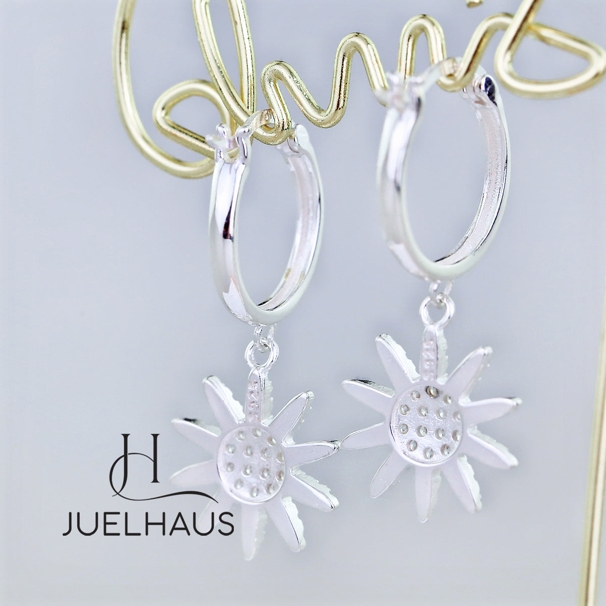 JUELHAUS S925 Silver Earrings Given to boyfriend's mother in Tung Teng Style with Outstanding Shining Sun Shape