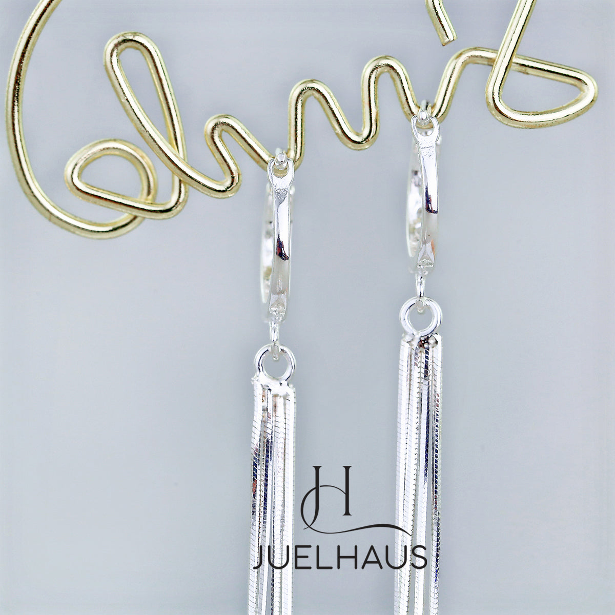 JUELHAUS Women's Silver Tassel Earrings 4 Strands 10cm Long Soft Outstanding