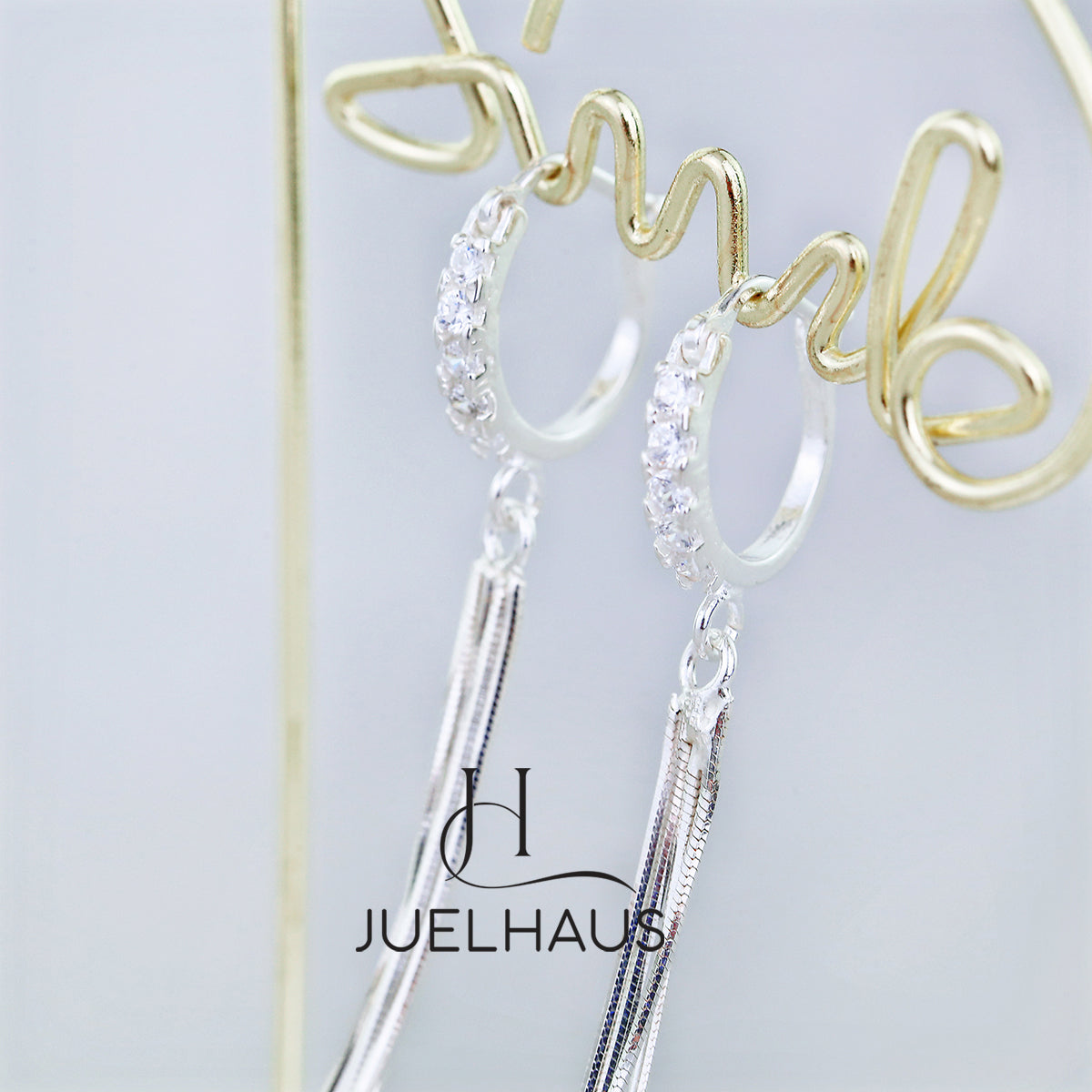 JUELHAUS Women's Silver Tassel Earrings 4 Strands 10cm Long Soft Outstanding