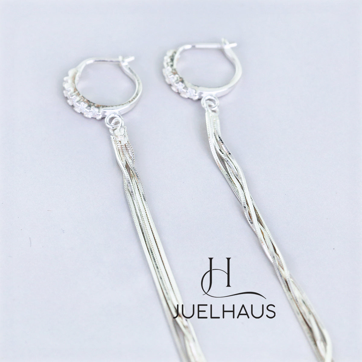 JUELHAUS Women's Silver Tassel Earrings 4 Strands 10cm Long Soft Outstanding
