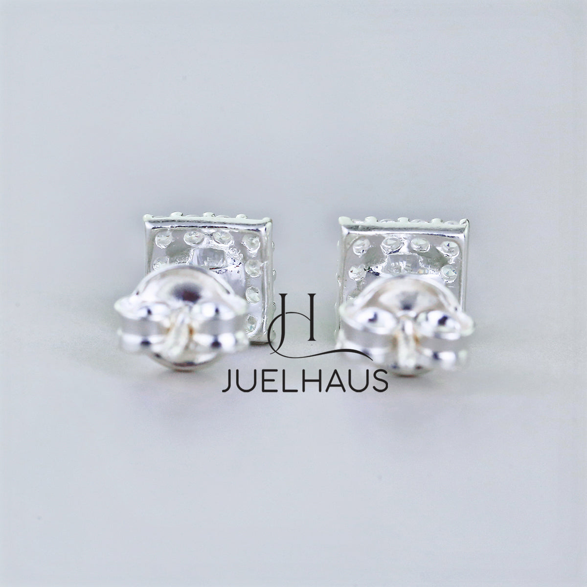 JUELHAUS Women's Silver Earrings with Square Stone Buds, Youthful and Modern Personality