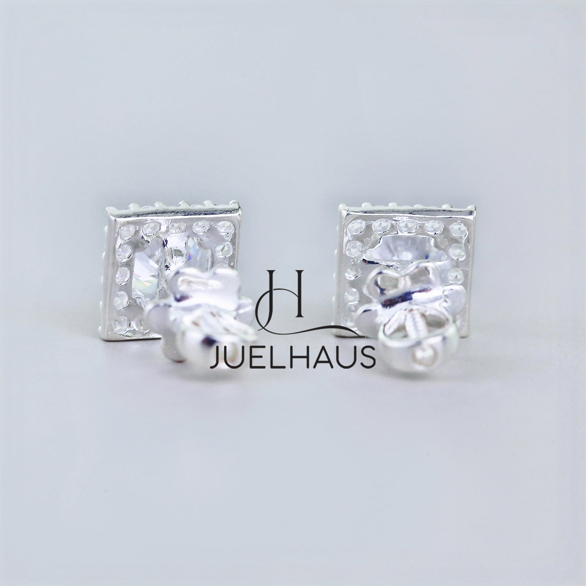 JUELHAUS Women's Silver Earrings with Square Stone Buds, Youthful and Modern Personality