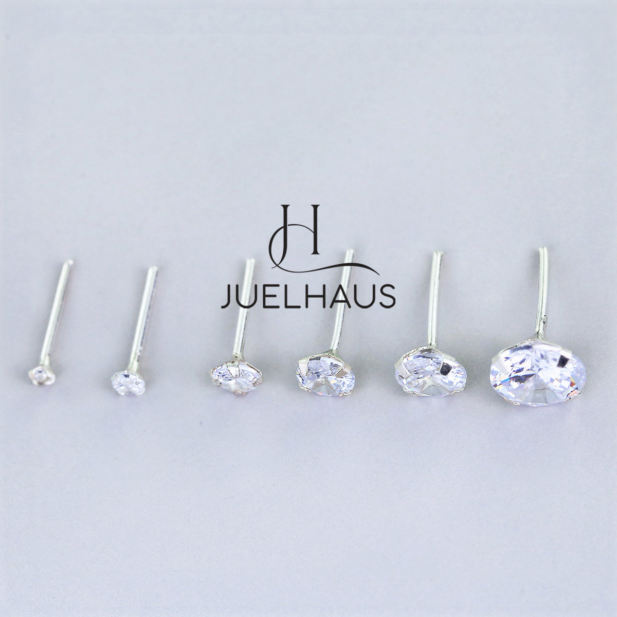 JUELHAUS Silver Earrings With White Stone Buds Round Full Size Easy To Wear Simple Personality