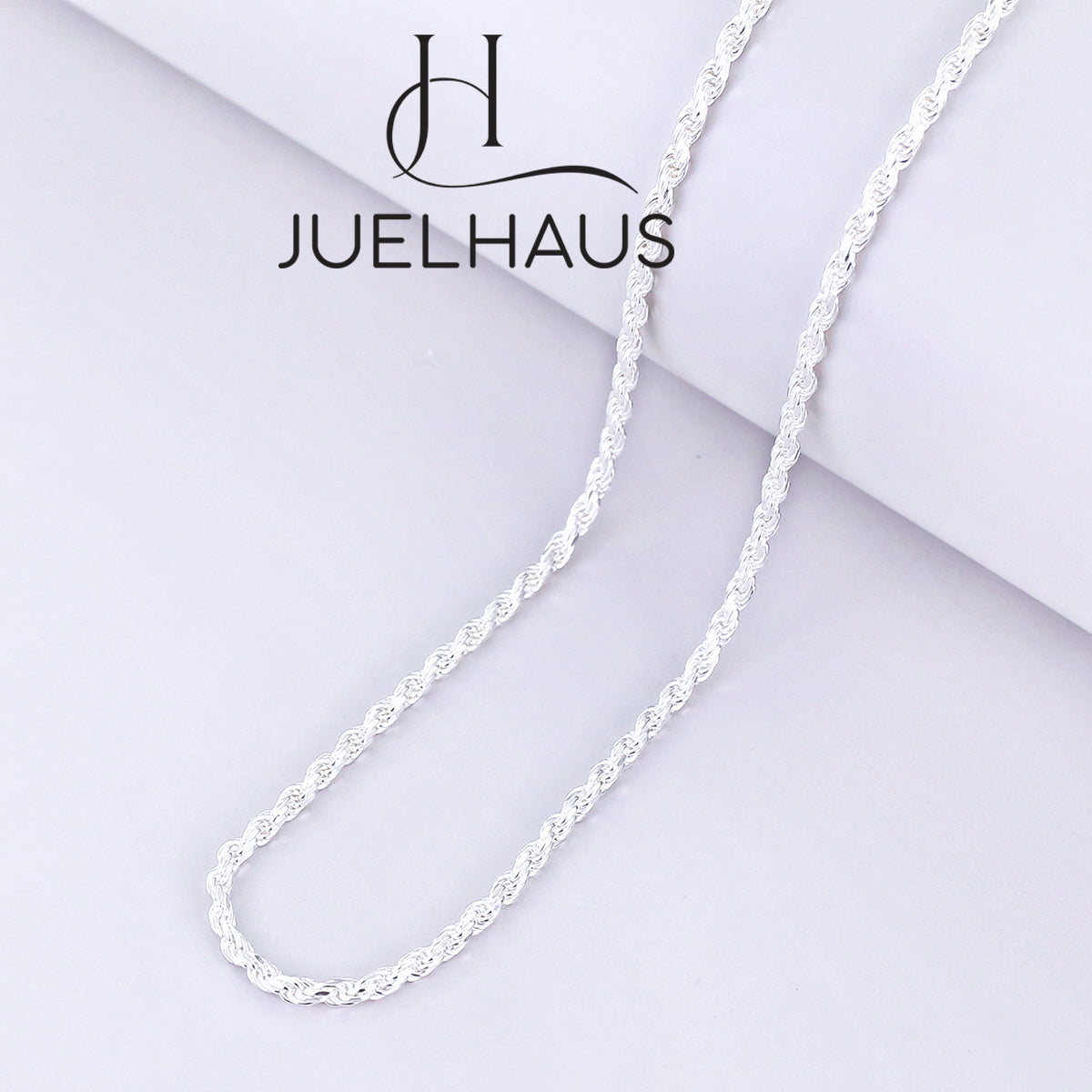 JUELHAUS S925 Italian Silver Necklace for Children, Super Durable and Sturdy Rope Shape
