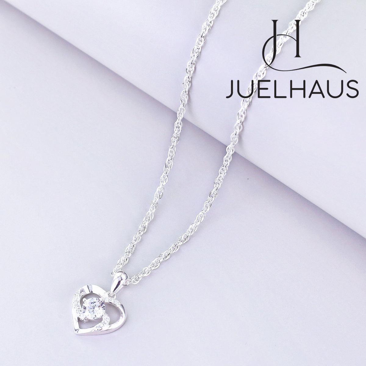 JUELHAUS Stunning Heart Necklace for Women S990 Fine Silver Heart Necklace for Wife Beautiful Love Heart Pendant on 18" Chain