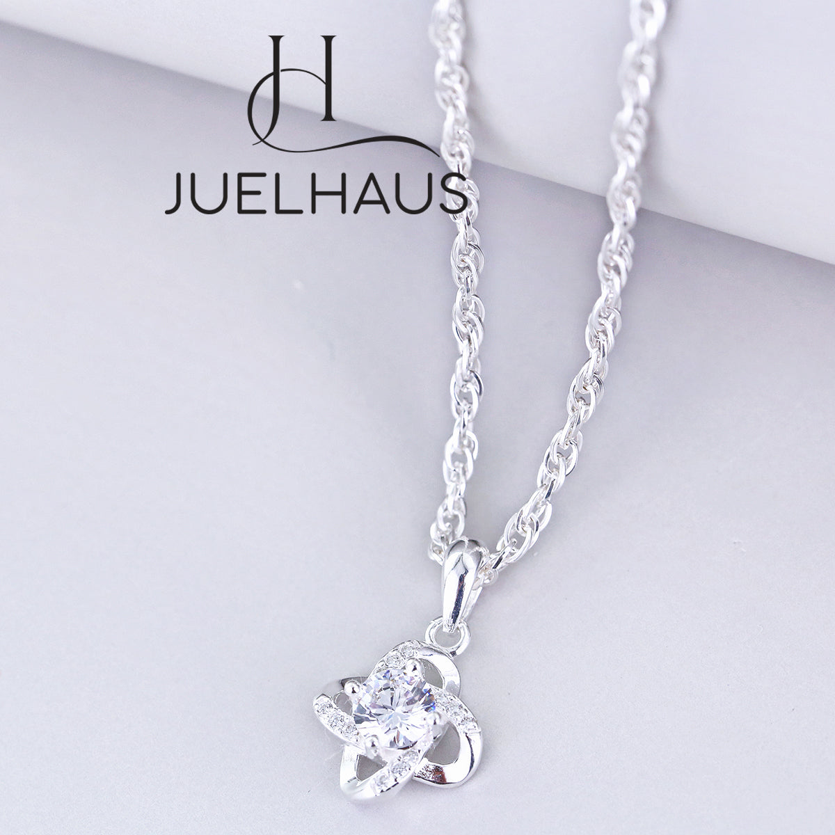 JUELHAUS Silver Necklace Gift for Sisters S990 Pure Love Knot Small and Beautiful Meaningful Eye-catching Modern Youthful Design
