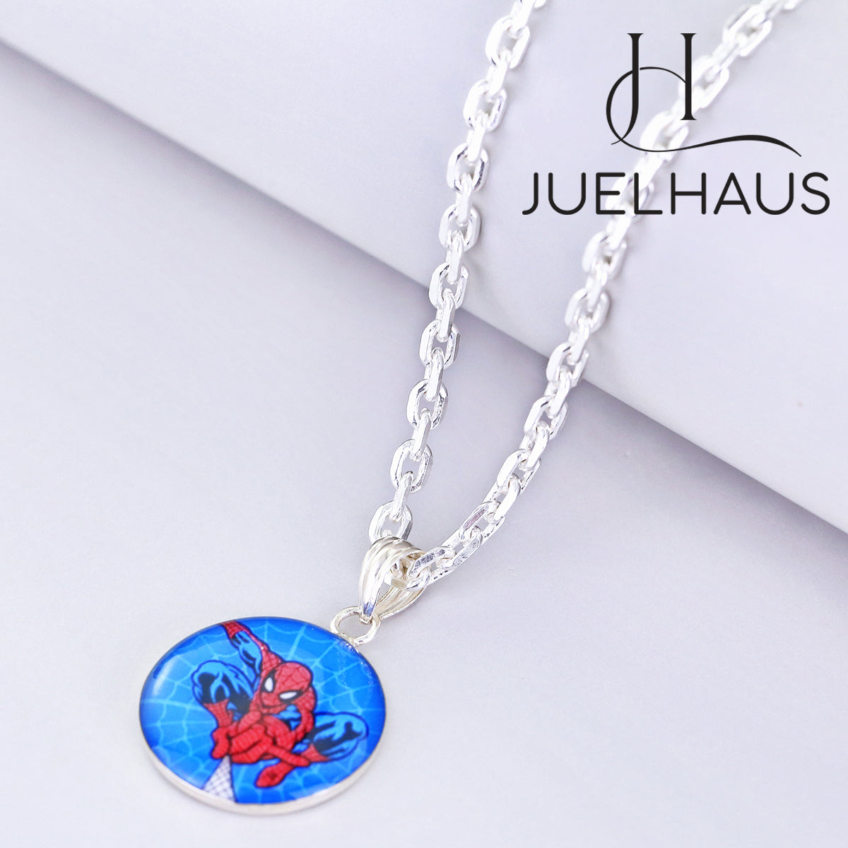 JUELHAUS Silver Necklace Gift for Baby S990 Pure Spider-Man Spiderman Movie Version Healthy and Playful