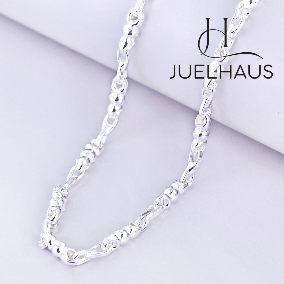 JUELHAUS Silver Necklace for Boys Lightly Hollowed with Thick, Healthy Style