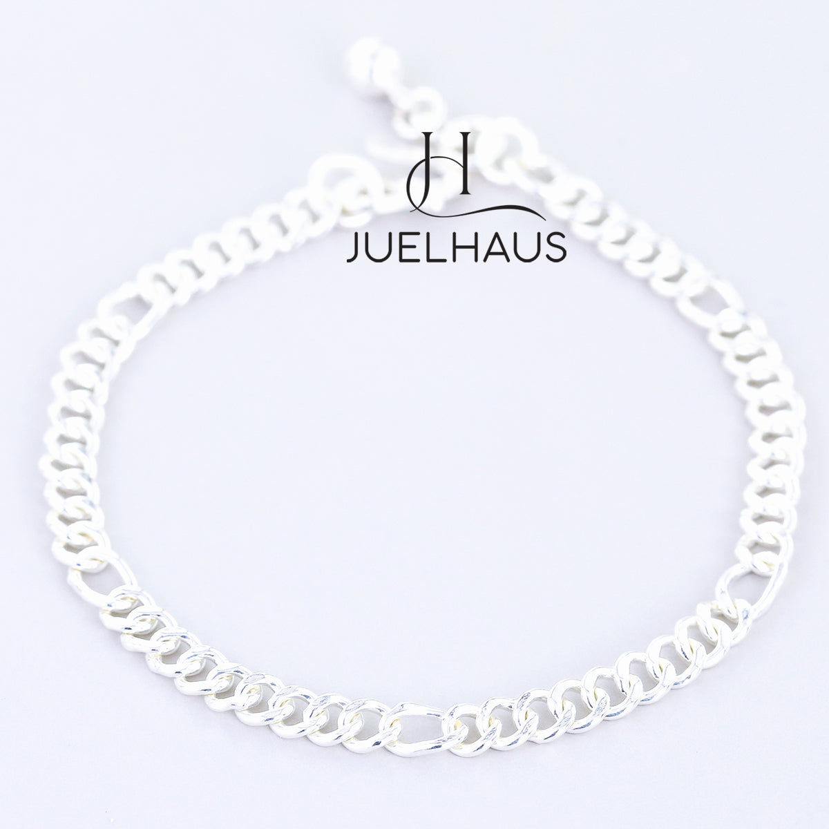 JUELHAUS Silver Baby Bracelets with Stylized Single String Bells Interspersed with Long Round Eyes