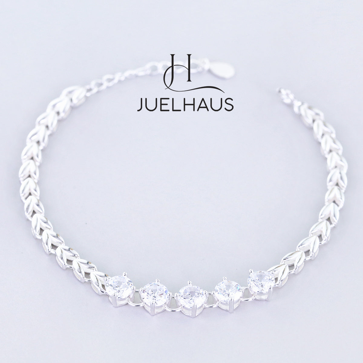 JUELHAUS S990 Pure Silver Bracelet for Women with 5mm Shining Stone Band