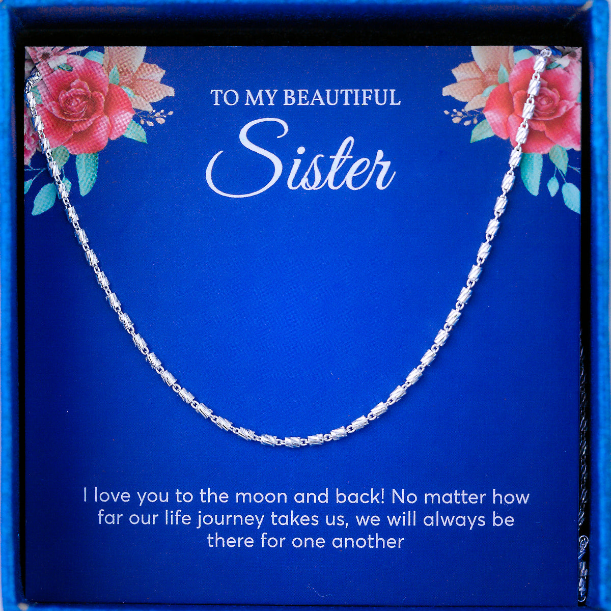 JUELHAUS Silver Necklace Gift for sisters S925 Italian Style Super Bright Stylized Bar Chain