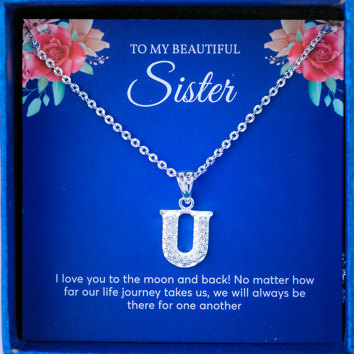 JUELHAUS Silver Pendant Gift for sisters Letter Shaped Hook, Plain, No Stone, Simple and Personalized