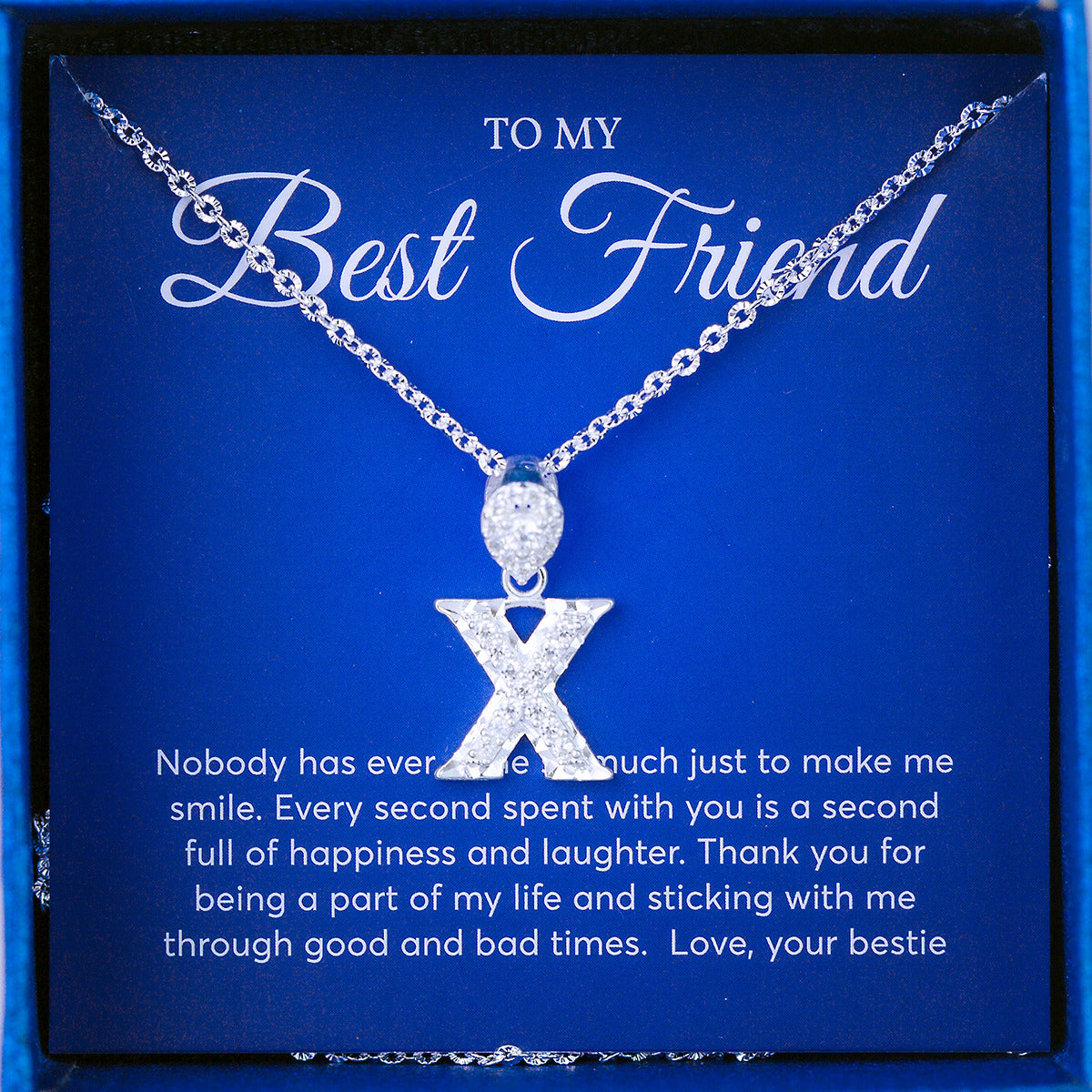 JUELHAUS Silver pendant given to a Best friend in the shape of a letter with a stone on a hook, strikingly impressive