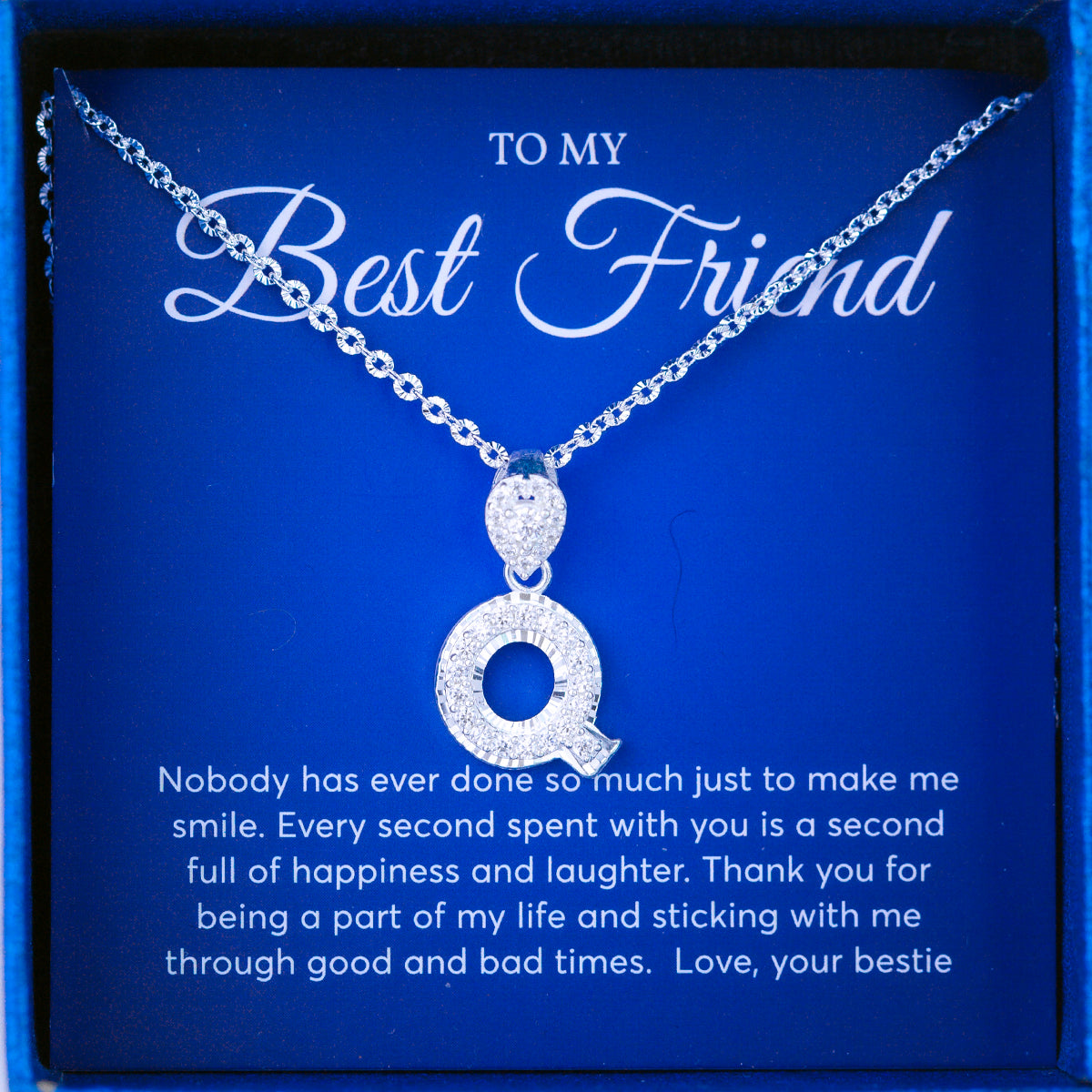 JUELHAUS Silver pendant given to a Best friend in the shape of a letter with a stone on a hook, strikingly impressive