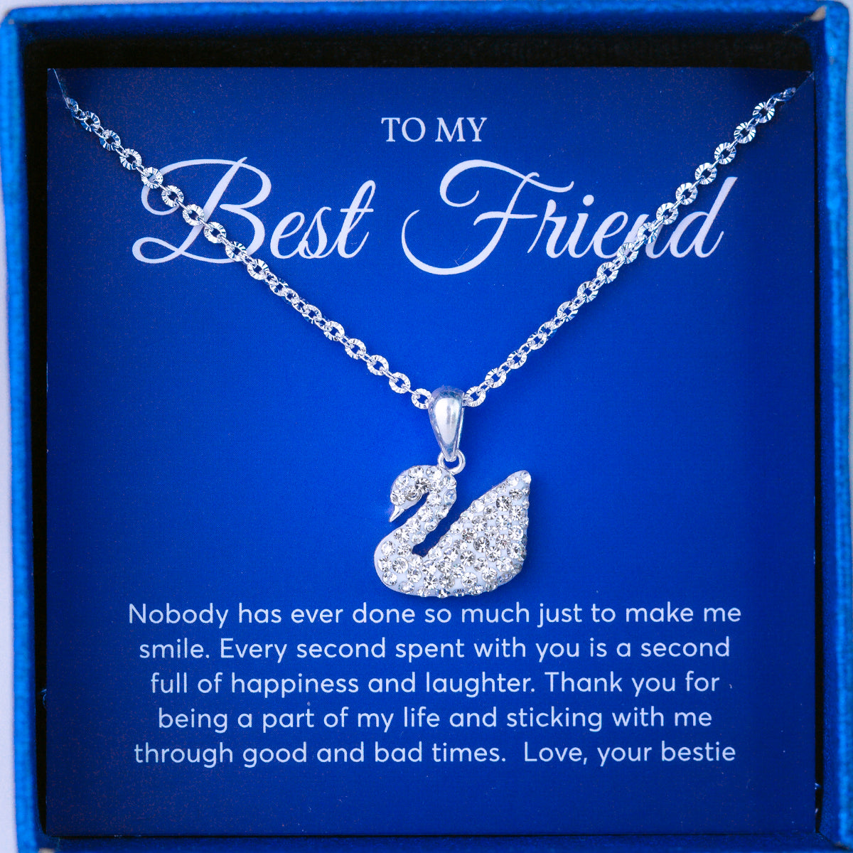 JUELHAUS Swan Pendant Inlaid With Black White Blue Stone S990 Fine Silver Elegant Swan Pendant Jewelry Gifts For Best friend