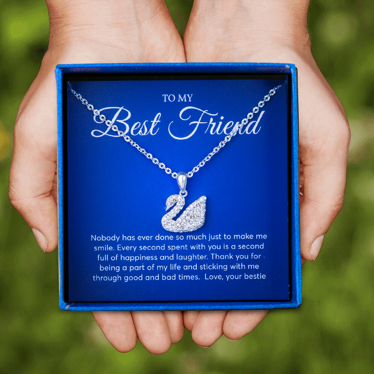 JUELHAUS Swan Pendant Inlaid With Black White Blue Stone S990 Fine Silver Elegant Swan Pendant Jewelry Gifts For Best friend