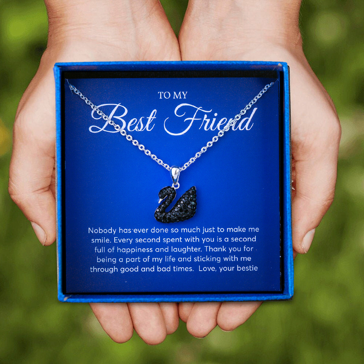 JUELHAUS Swan Pendant Inlaid With Black White Blue Stone S990 Fine Silver Elegant Swan Pendant Jewelry Gifts For Best friend