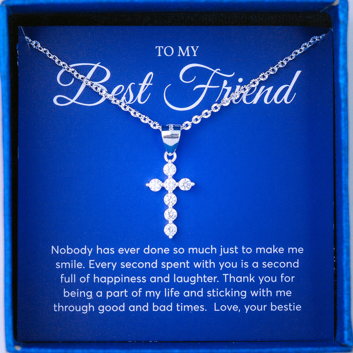 JUELHAUS Silver Pendant Gift for Best friend Pure S990 Simple Cross Shape Consisting of 7 Stones 2.5 Cups Tied Together Delicately