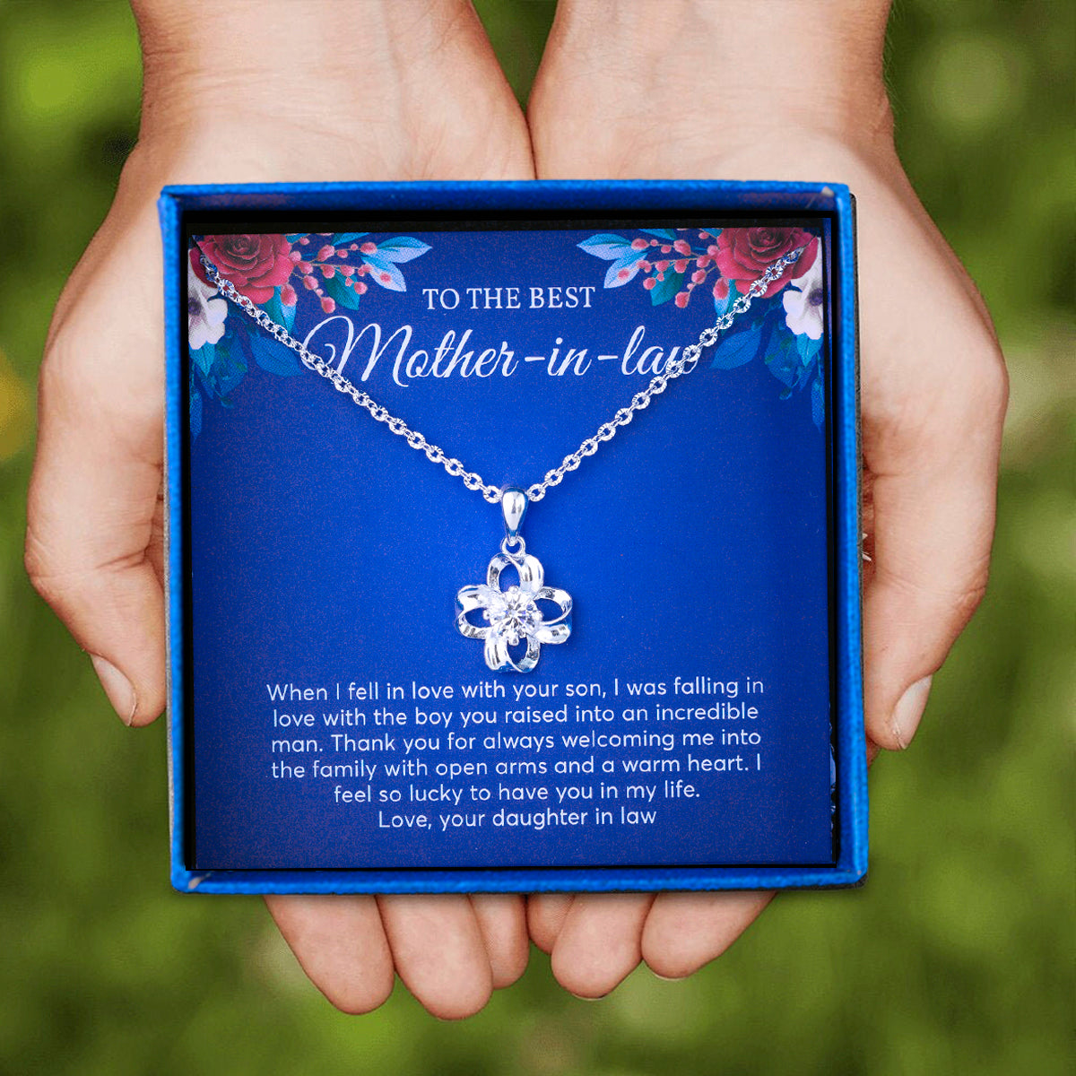 JUELHAUS Silver Necklace Gift for mother-in-law S990 in the shape of a 4-petal flower, smooth, beautiful, and naturally sparkling