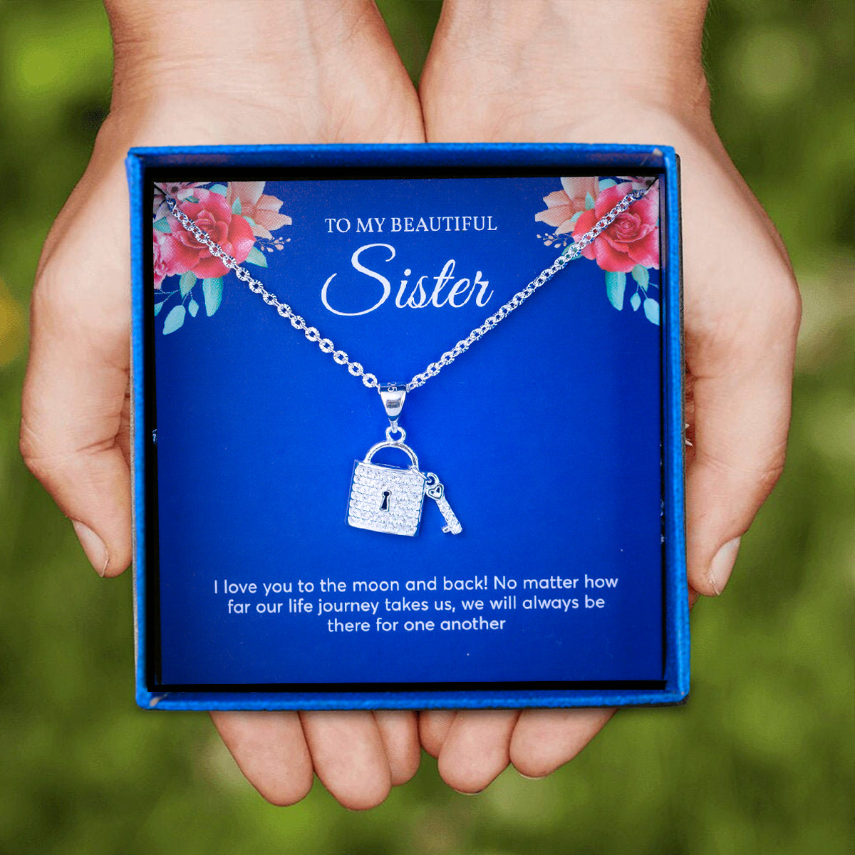 JUELHAUS Pure S990 Silver Necklace for sisters with Key Lock Shape S925 Silver Pendant